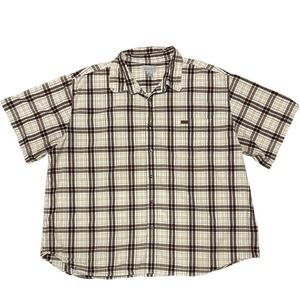 Vintage Carhartt Short Shirt Mens 4XL Button Down Plaid 100% Cotton Neutral